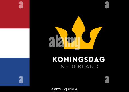 Koningsdag nei Paesi Bassi. Fijne Koningsdag o Happy King's Day, giornata nazionale dell'Olanda. Sfondo, cartoncino, poster e banner. Foto Stock