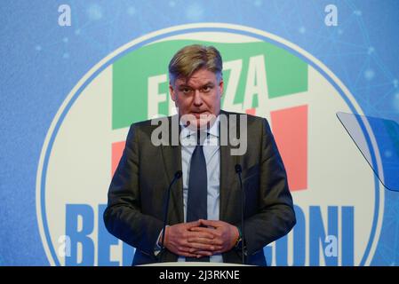 Hotel Parco dei principi, Roma, 09 aprile 2022, Antonio Lopez-Isturiz White, Segretario del Partito popolare europeo (PPE) durante la seconda giornata di “l’Italia del futuro”, evento organizzato dal partito politico forza Italia. La manifestazione si chiude con l'intervento di Silvio Berlusconi, leader di forza Italia. - Notizie Foto Stock