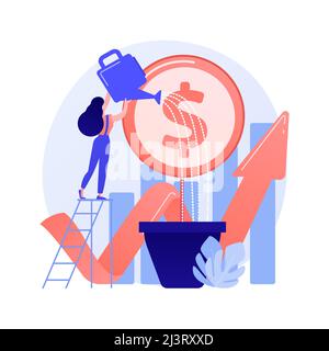 Investimenti finanziari. Analisi delle tendenze di mercato, investimenti in aree lucrative, concentrandosi su progetti redditizi. Progetto di finanziamento di imprese. V Illustrazione Vettoriale