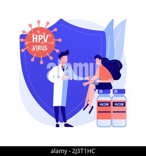 Illustrazione del vettore del concetto astratto di vaccinazione HPV. Protezione contro il cancro cervicale, programma di immunizzazione con papillomavirus umano, vaccinazione contro l'HPV, Illustrazione Vettoriale