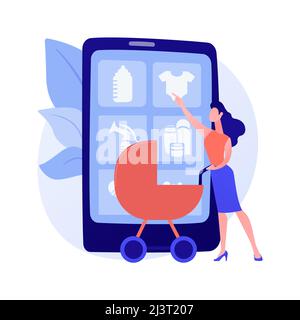 Illustrazione vettoriale astratta dei prodotti per la cura della maternità. Prodotti speciali per la maternità, cosmetici naturali sani, prodotti per la cura pulita della gravidanza, ne Illustrazione Vettoriale
