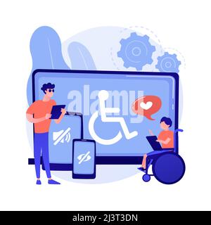 Illustrazione vettoriale del concetto astratto di accessibilità elettronica. Accessibilità ai siti web, dispositivo elettronico per disabili, tecnologia della comunicazione Illustrazione Vettoriale