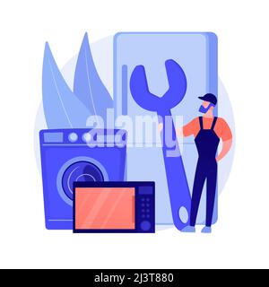 Riparazione di elettrodomestici concetto astratto illustrazione vettoriale. Servizi di garanzia, manutenzione generale domestica, suggerimenti e linee guida, strumento di riparazione Illustrazione Vettoriale