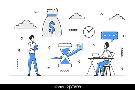 Crescita dei profitti e dei redditi aziendali in aumento. Illustrazione del monocolor del vettore di denaro dei ricavi d'affari annuali Illustrazione Vettoriale