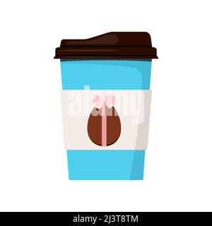 Tazza di caffè di Pasqua con simpatico bunny orecchie icona isolato su sfondo bianco. Illustrazione Vettoriale