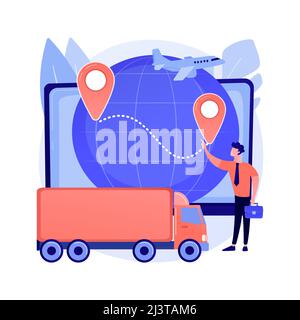Illustrazione vettoriale del concetto astratto di logistica aziendale. Tecnologie di logistica intelligenti, servizio di consegna commerciale, trasporto di affari in tutto il mondo, Illustrazione Vettoriale
