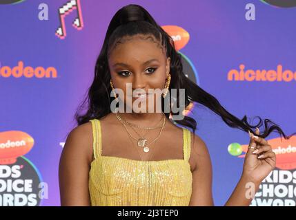 Los Angeles, Stati Uniti. 09th Apr 2022. Dana Heath arriva al Nickelodeon Kid's Choice Awards 2022 che si tiene presso il Barker Hangar di Santa Monica, CA sabato 9 aprile 2022. (Foto di Sthanlee B. Mirador/Sipa USA) Credit: Sipa USA/Alamy Live News Foto Stock