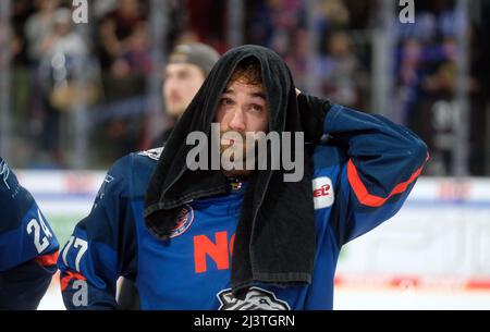 Spiel 3 v. 3: Nürnberg contro DEG um den Einzug in die Playoff Foto Stock