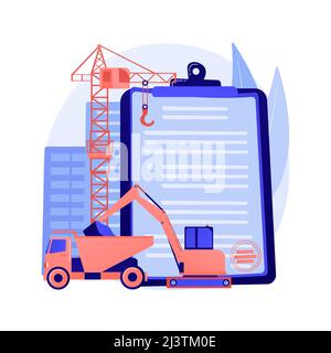 Illustrazione vettoriale del concetto astratto di licenza per il settore edilizio. Registrazione locale costruttore, qualifica tecnica, qualità e reputazione, costrutto Illustrazione Vettoriale