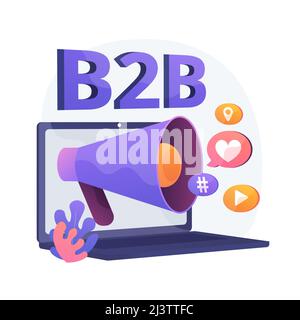 Marketing B2B. Collaborazione aziendale, SMM, notifica Internet. Campagna promozionale online elemento di design piatto. Annunci di social network. Vettore i Illustrazione Vettoriale