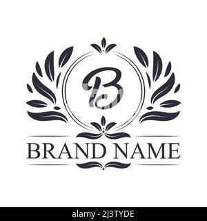 Logo di lusso con logo lettera B. Vintage elegante alfabeto ornamentale logo lettera B. Illustrazione Vettoriale