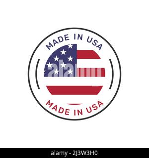 Made in USA distintivo vettoriale colorato. Etichetta adesiva con bandiera USA. Illustrazione Vettoriale