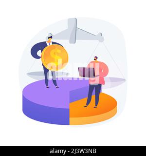 Illustrazione del vettore astratto di concetto di disuguaglianza dei redditi. Distribuzione del reddito nazionale, discriminazione finanziaria di genere, disuguaglianza economica sociale, gini Illustrazione Vettoriale