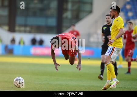 Joel Migusha durante il gioco amichevole Romania U20 vs Norvegia U20 giocato su 24.03.2022, Stadio Ilie Oana , Ploiesti , Cristi Stavri Foto Stock