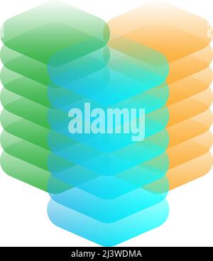 Multilivello, stratificato, stack stratificato, blocco, lotto. Database, backup, hosting Web, icona del vettore hardware del server, simbolo. Illustrazione del vettore di scorta, clip-art Illustrazione Vettoriale
