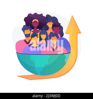 Illustrazione vettoriale del concetto astratto di crescita della popolazione. Servizio di censimento, esplosione della popolazione mondiale, crescita della quantità umana, tasso di aumento naturale, oltre Illustrazione Vettoriale