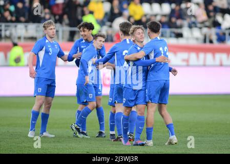 Finlandia U21 giocatori in gioco amichevole tra la Romania U21 e la Finlandia U21 , 25.03.2022 ,Arcul de Triumf Stad , Bucarest Foto Stock