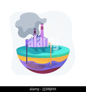 Illustrazione vettoriale astratta dell'inquinamento delle acque sotterranee. Contaminazione delle acque sotterranee, inquinamento delle acque sotterranee, inquinante chimico del suolo, Landfi Illustrazione Vettoriale