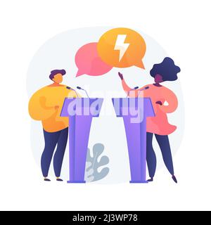 Discutere l'illustrazione del vettore di concetto astratto del club. Dibattiti in aula, discorso eloquente, dibattito sulla concorrenza, club scolastico, classe di lingua pubblica, effe Illustrazione Vettoriale