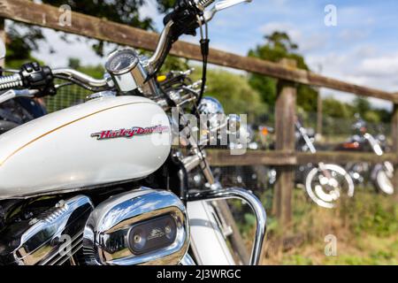 Woodbridge Suffolk UK August 14 2021: Una classica 2006 Harley-Davidson XL 1200 C Custom Sport motocicletta in mostra ad un incontro bikers Foto Stock