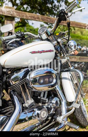 Woodbridge Suffolk UK August 14 2021: Una classica 2006 Harley-Davidson XL 1200 C Custom Sport motocicletta in mostra ad un incontro bikers Foto Stock