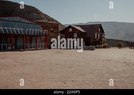 Leone occidentale città nel paesaggio del deserto Tabernas Foto Stock