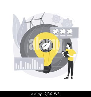 Illustrazione vettoriale del concetto astratto di economia verde. Economia globale a basse emissioni di carbonio, sviluppo sostenibile, educazione ecologica, crescita economica globale, bio c Illustrazione Vettoriale
