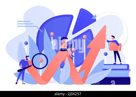 Persone che registrano i dati di analisi del progetto IT che identificano le esigenze aziendali e determinano le soluzioni ai problemi aziendali. Analisi aziendale, conc. IT Illustrazione Vettoriale