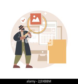 Illustrazione vettoriale del concetto astratto di indagine privata. Agenzia detective privata, servizi investigatori autorizzati, società di assunzione per investi personali Illustrazione Vettoriale