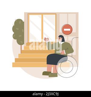 Ambienti inaccessibili astratta concetto di illustrazione vettoriale. Spazio inaccessibile, ambiente, barriere di mobilità fisica, problemi delle persone disabili, Illustrazione Vettoriale