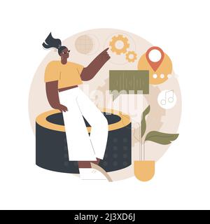 Illustrazione vettoriale del concetto astratto dello sviluppo di app Smart Speaker. Piattaforma di sviluppo app, applicazione smart speaker, assistente vocale, riconoscimento vocale Illustrazione Vettoriale