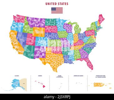 I distretti congressuali degli Stati Uniti vettoriali alta mappa dettagliata Illustrazione Vettoriale