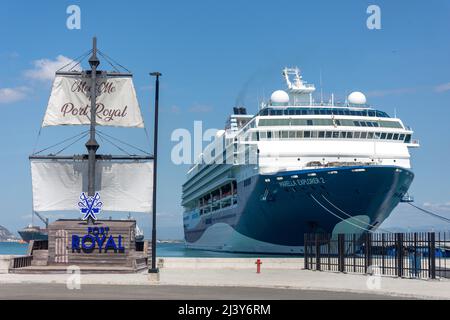 Marella Explorer 2 nave da crociera ormeggiato nel terminal delle navi da crociera di Port Royal, Porto reale di Port, Kingston, Giamaica, Antille grandi, Caraibi Foto Stock