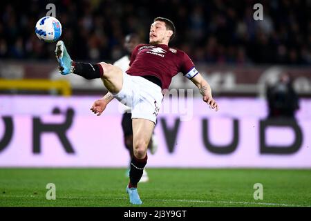 Torino, Italia. 10 aprile 2022. Durante la Serie Una partita di calcio tra Torino FC e AC Milano. Credit: Nicolò campo/Alamy Live News Foto Stock