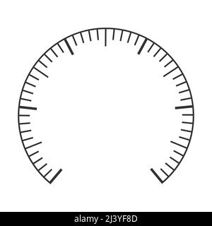 Manometro, tachimetro, tonometro, termometro, manometro, scala barometrica, navigatore o indicatore. Modello grafico del cruscotto di misurazione isolato su sfondo bianco. Illustrazione grafica vettoriale Illustrazione Vettoriale