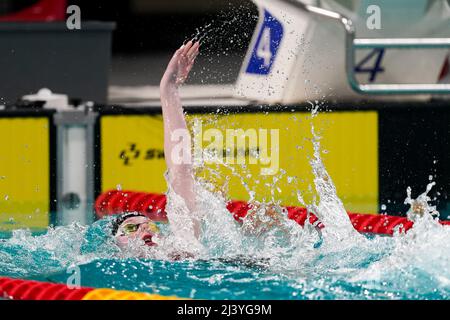 EINDHOVEN, PAESI BASSI - APRILE 10: Frouke Ludwig che gareggia nelle Womens 200m durante il Meet di qualificazione EQM Eindhoven - giorno 3 al Pieter van den Hoogenband Zwemstadion il 10 Aprile 2022 a Eindhoven, Paesi Bassi (Foto di Jeroen Meuwsen/Orange Pictures) Foto Stock