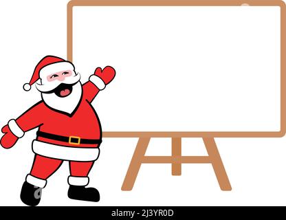 Natale di Babbo Natale, indicando alla lavagna, come un insegnante, illustrazione di scorta Illustrazione Vettoriale