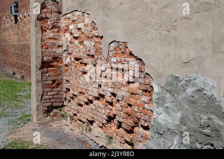 Vecchio muro di mattoni in una città rurale Appalachian Foto Stock