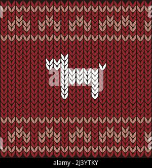 Cane sul modello di maglia, felice anno nuovo, illustrazione vettoriale Illustrazione Vettoriale