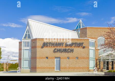 Edificio moderno della Chiesa Battista di Betania a New Westminster BC, Canada-Aprile 5,2022. Nessuno, foto di strada, fuoco selettivo, foto di concetto Foto Stock