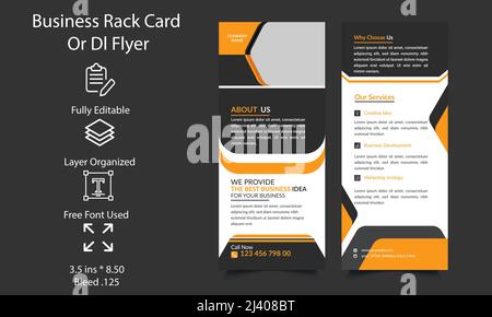 Corporate Business rack card o DL Flyer Template design Editable creative dl flyer design idea. Rack Card professionale Business DL Flyer Illustrazione Vettoriale