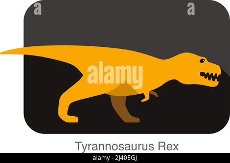 Tyrannosaurus Rex dinosauro apre la sua bocca, ruggito, vettore di piatto, semplice illustrazione, Illustrazione Vettoriale