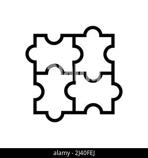 Puzzle pezzi concetto vettoriale icona o segno in stile contorno Illustrazione Vettoriale