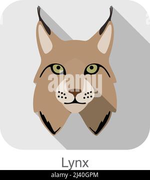 La lince, Gatto di razza faccia piana cartoon design icona Illustrazione Vettoriale