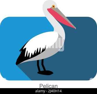 Pelican piano design icona, serie di uccelli Illustrazione Vettoriale