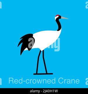 Red Crowned Crane serie di uccelli Illustrazione Vettoriale