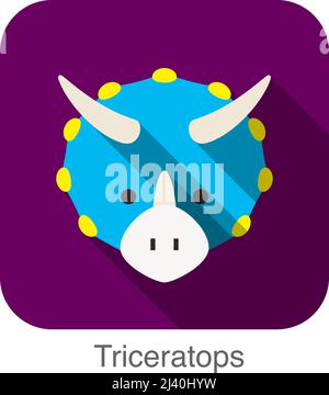 Triceratops dinosauri ui animale design piatto Illustrazione Vettoriale