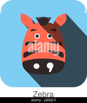 Zebra faccia animale design piatto Illustrazione Vettoriale