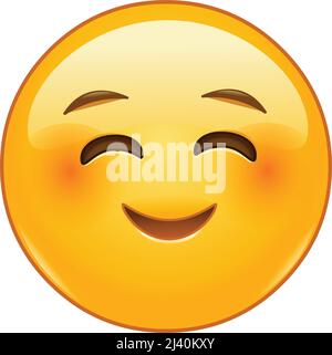 Emoticon felice arrossendo con occhi sorridenti Illustrazione Vettoriale