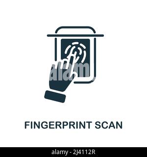 Icona piatta scansione impronta digitale. Segno colorato dell'elemento dalla collezione di sicurezza del Internet. Flat Fingerprint Scan icona segno per web design, infografica e. Illustrazione Vettoriale